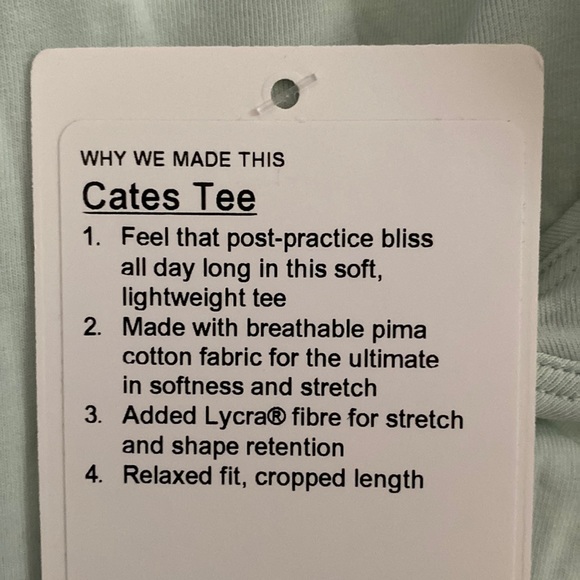 ❤️ Lululemon Cates Tee Size 4 Delicate Mint NWT - Picture 3 of 6